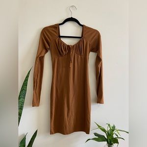 Brown body con dress